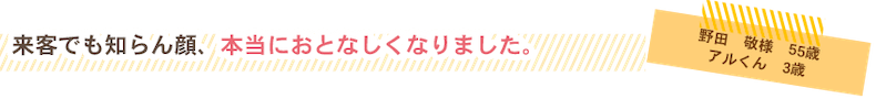 来客があっても、知らん顔。本当におとなしくなりました。